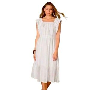 NWT Matilda Jane GOOD HART DeSoto Striped Mock MIDI Ruffle Sleeve Dress Large